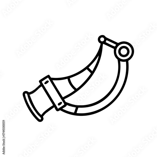War horn from the Middle Ages in black outline style  