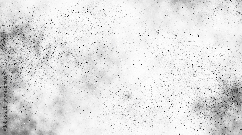 Obraz premium モノクロのインク飛沫と粒子が広がるグランジ調テクスチャ 