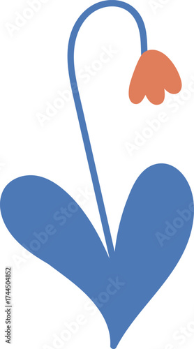 Abstract Flower with Heart Leaf