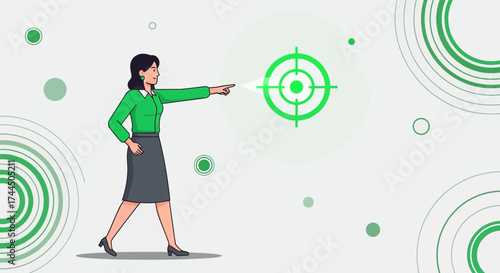 Businesswoman Directing And Aligning To Vision Using Target Markings For Success