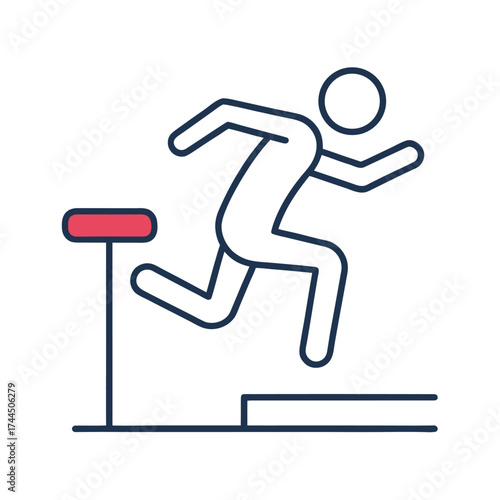Person running and jumping over obstacles in a fitness exercise