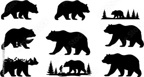 Bear Silhouettes: Vector Collection of Wildlife and Nature Icons
