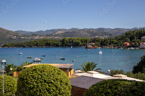 A view across the bay in Kolocep, Croatia off the coast near Dubrovnik