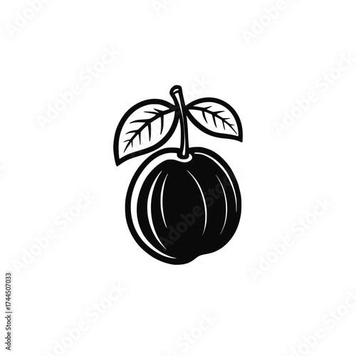 Abstract plum vector. Isolated fruit sign