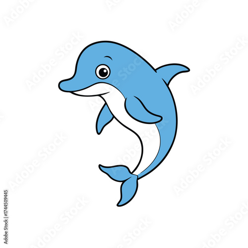 Dolphin Cartoon Vector Art on White Background