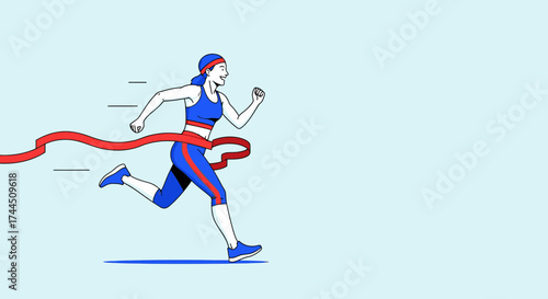 Celebrating Victory: Athlete Crossing the Finish Line in a Dynamic and Vector Illustration
