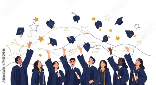 Celebrating Achievement: Graduates Toss Caps in Joyful Ceremony Celebrating Academic Success