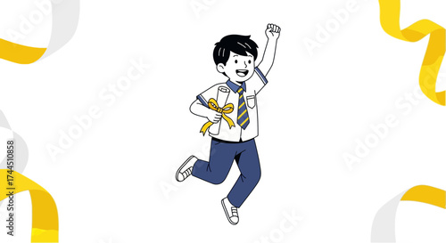 Celebratory Student Expressing Joy After Receiving Diploma With Joyful Expression