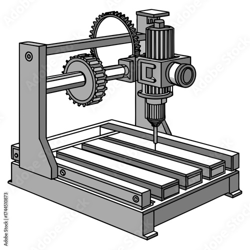 Vector art of cnc milling machine