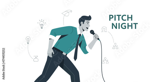 Charismatic Presenter Captivates Audience, Pitching Brilliant Concepts Under Spotlight