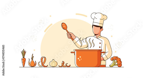 Chef Cooking Up A Culinary Masterpiece With Fresh Vegetables and Delicious Flavors