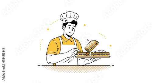 Chef Preparing and Serving Gourmet Sandwiches with Delightful Presentation and Freshness