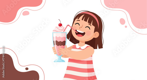 Cheerful Youngster Enjoying a Delicious Milkshake, a Moment of Pure Joy and Sweetness