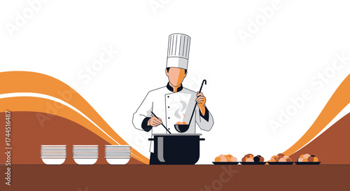 Chef Preparing Dishes In a Professional Kitchen With Clean Lines and Vibrant Design