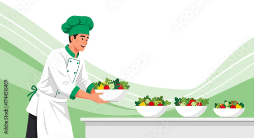 Chef Presenting Fresh Salad Bowls a Colorful and Nutritious Food Option for Everyone