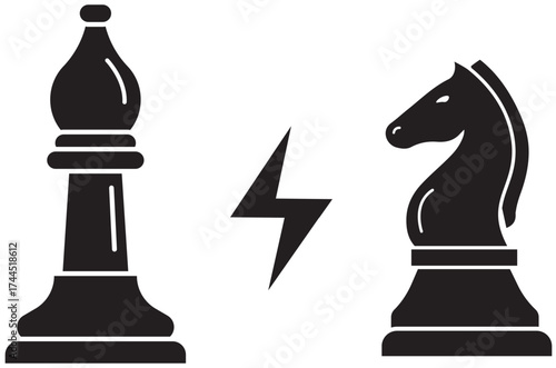 Strategic chess battle between rook and knight