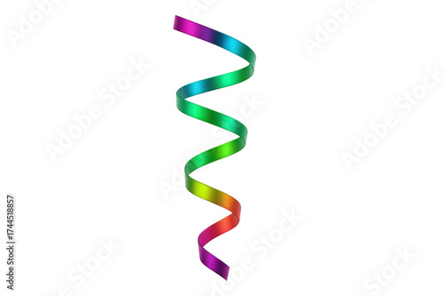 Colorful spiral ribbon streamer on transparent background