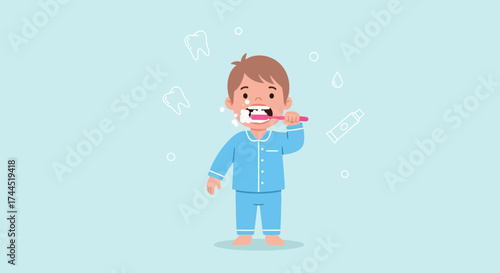 Childly Illustration Depicting Morning Routine, Dental Hygiene, Toothbrushing, And Oral Care