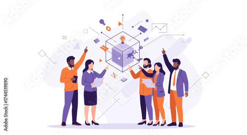 Collaborative Team Of Professionals Focused On Innovation And Creative Problem Solving