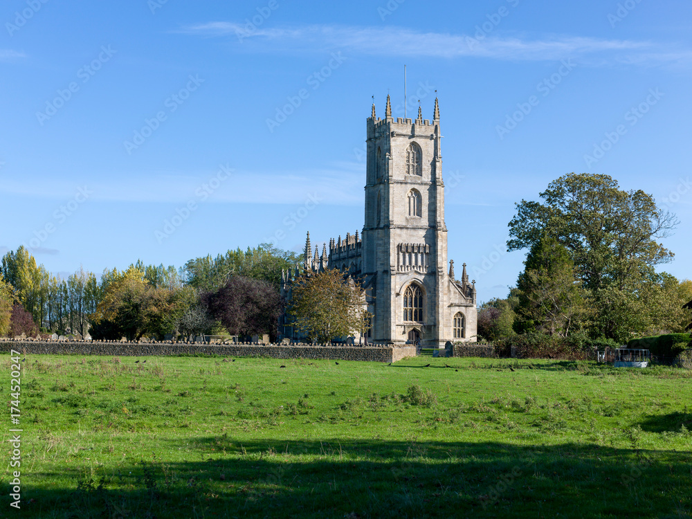 Fototapeta premium Saint Mary's Church Steeple Ashton. Pretty country church surrounded by fields