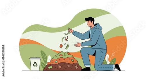 Composting Illustration: Environmental Awareness, Garden, Sustainability, And Eco-Friendly Practices