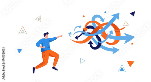Conceptual Direction Illustration Depicting Focus and Strategic Planning Toward Goals Achievement
