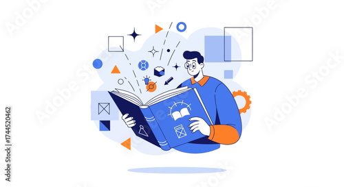 Conceptual Illustration Depicting Knowledge, Learning, and Information Extraction Clearly Displayed