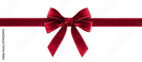 Elegant red velvet ribbon with a bow perfect for gift wrapping adding a touch of luxury and celebration