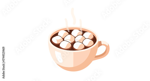 Cozy cup of hot cocoa with marshmallows ready to enjoy on a cold day