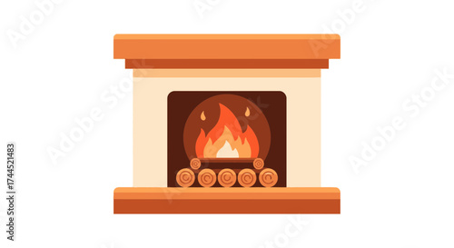 Cozy fireplace illustration for home decoration, warm and inviting atmosphere