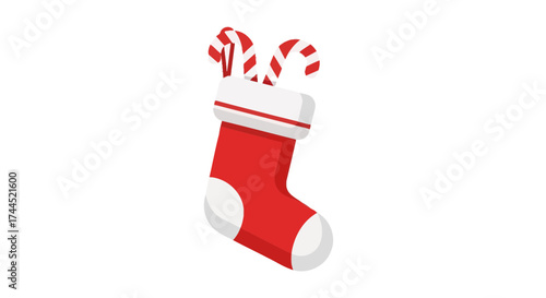 Festive christmas stocking illustration with candy canes for holiday season