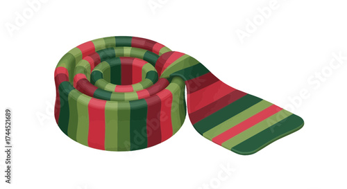 Festive striped scarf arrangement, isolated on white background vector