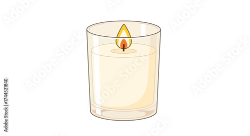 Isolated cartoon style candle illustration in a clear glass holder