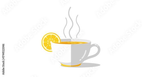 Refreshing cup of hot beverage adorned with vibrant lemon slice garnish
