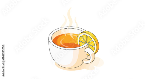 Refreshing citrus infused herbal tea in a white cup, cozy beverage scene