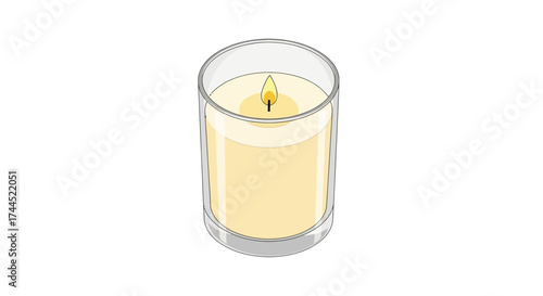 Relaxing ambiance a minimalist illustration of a lit candle in glass jar