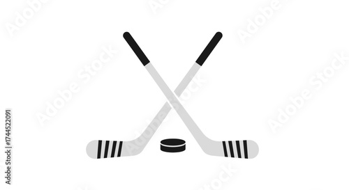Simplified Hockey Equipment Illustration on Clean White Background