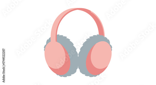 Stylized pink earmuffs to protect against the cold isolated on white