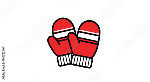 Whimsical vector mittens illustration, adorned with stripes, perfect for winter warmth