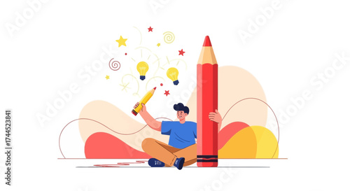 Creative Process Illustrated: A Young Artist Unleashing Illustrative Ideas In Digital Design