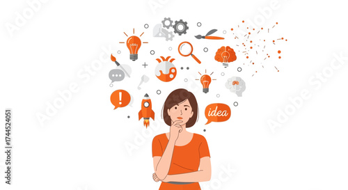 Creative Woman Considering Ideas And Possibilities To Find Solutions And Innovation Success