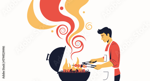 Culinary Creation: A Vibrant Graphic Depicting Grilling Delights and Freshly Prepared Kebabs