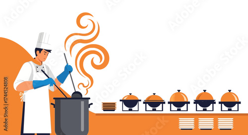 Culinary Professional Preparing Delicious Dishes For A Delicious Feast With Buffet Elements