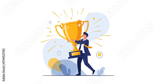 Depicting Business Success and Achievement With A Trophy Award Illustration