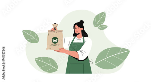 Eco Conscious Girl Proudly Presenting Compost For Environmentally Friendly Sustainable Living