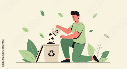 Ecological Action: A Person Recycling Organic Waste for Environmental Preservation