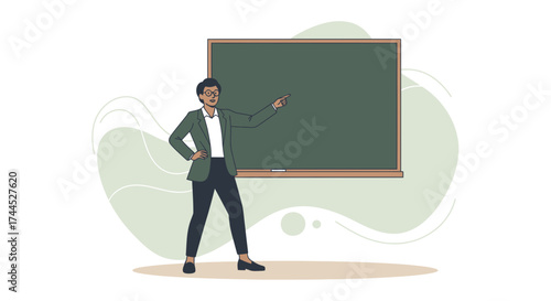 Educator Explaining Information On Presentation Board In Modern Classroom Appearance