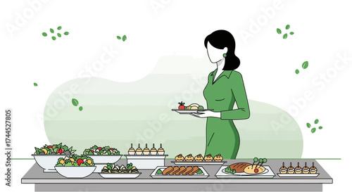 Elegant Presentation Of Culinary Delights At A Corporate Gathering With Fine Food Choices