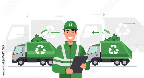 Efficient Waste Management and Recycling Operations Showed With Friendly Professional Smiling
