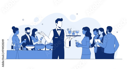 Elegant Social Gathering Featuring Drinks And Engaging Interactions Of Invited Guests